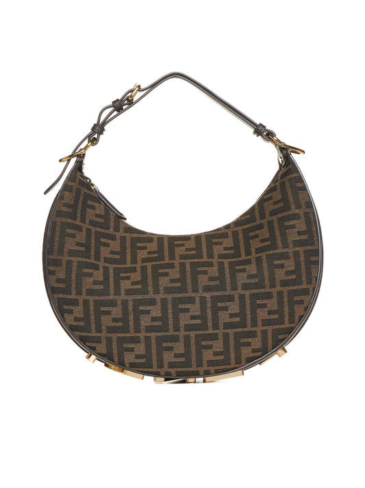 Borsa in tessuto jacquard FF marrone