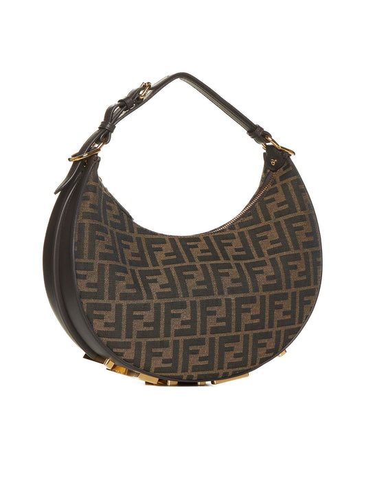 Borsa in tessuto jacquard FF marrone