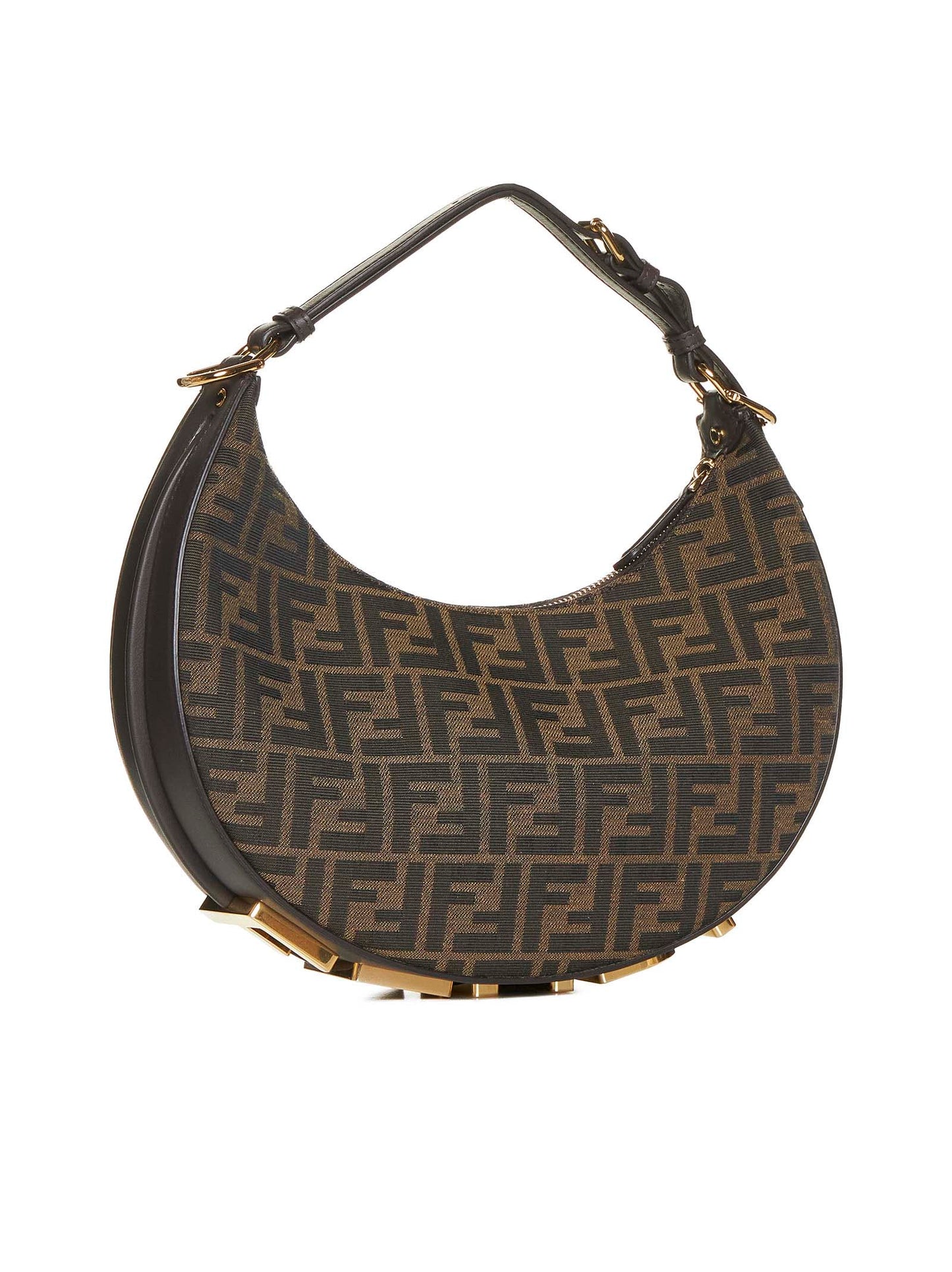Borsa in tessuto jacquard FF marrone