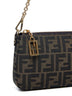 Pouch Baguette Pouch con catena in tessuto FF jacquard marrone