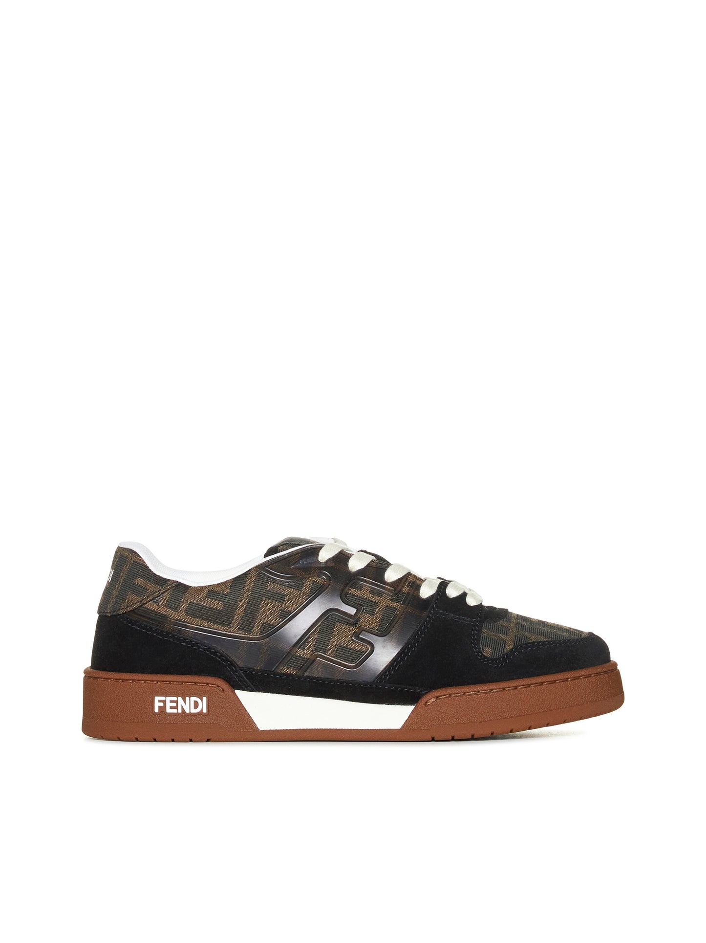 Fendi Match Low-Top in Canvas with Black Suede