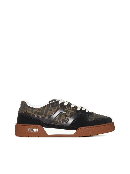 Fendi Match Low-Top in Canvas with Black Suede