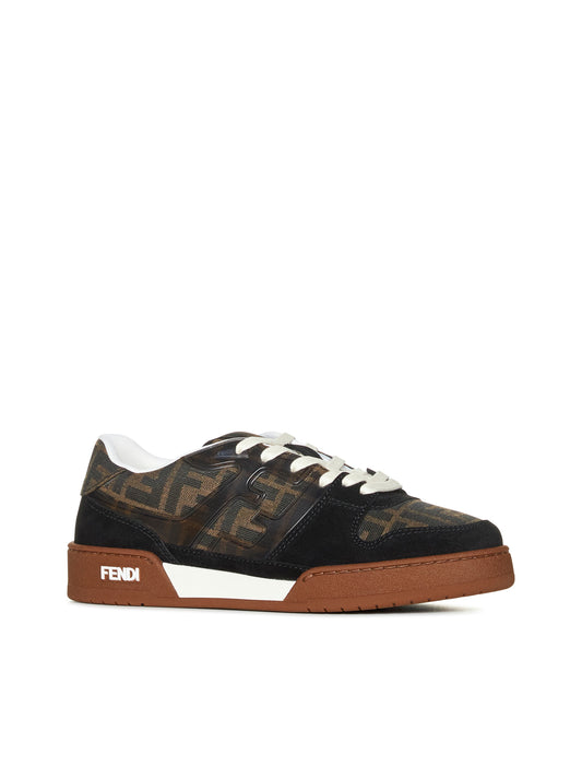 Fendi Match Low-Top in Canvas with Black Suede
