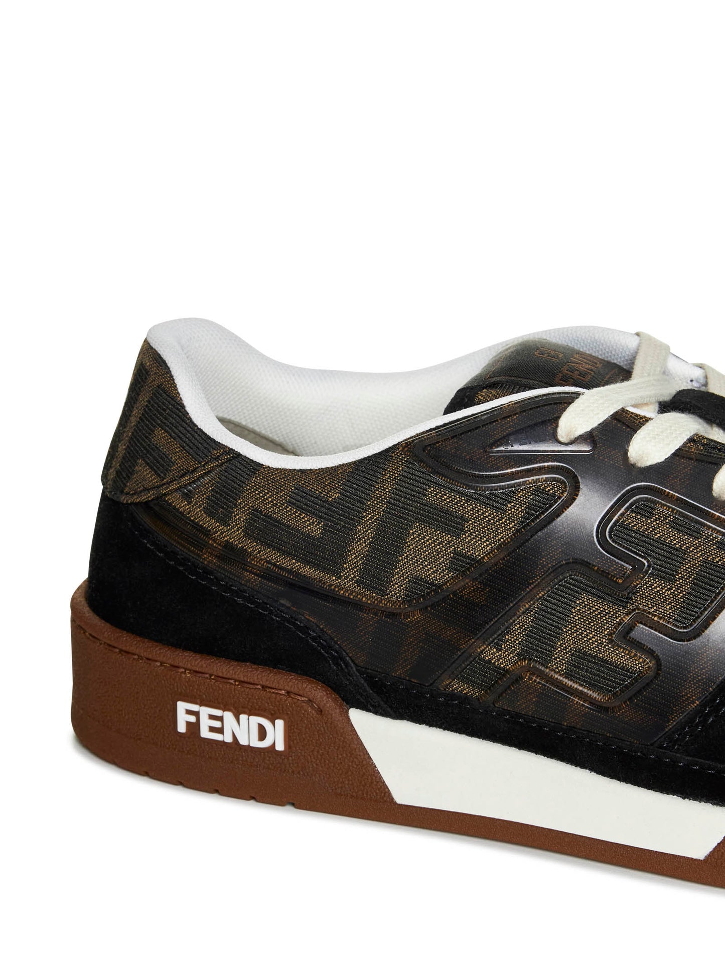 Fendi Match Low-Top in Canvas with Black Suede