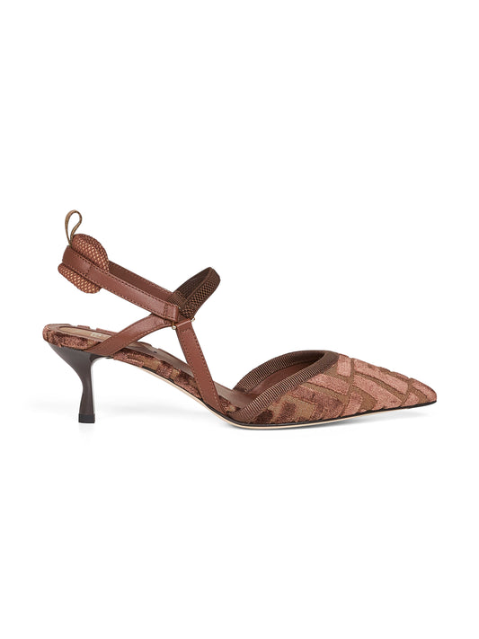 Slingback Colibrì Lite in velluto FF marrone