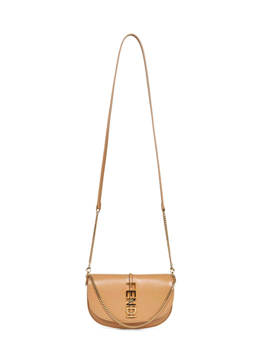 Beige Fendigraphy Wallet on Chain wallet