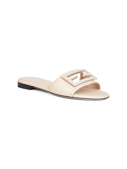 Beige leather Baguette slides