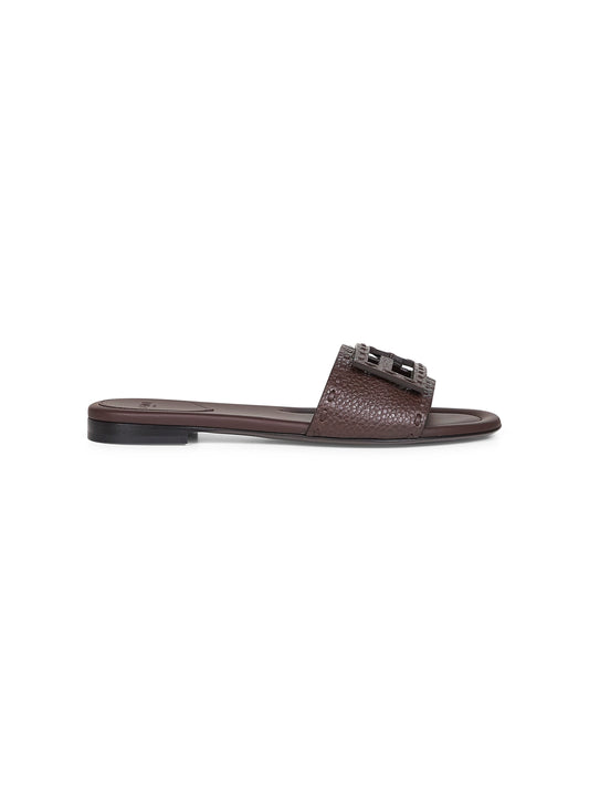 Brown leather Baguette slides
