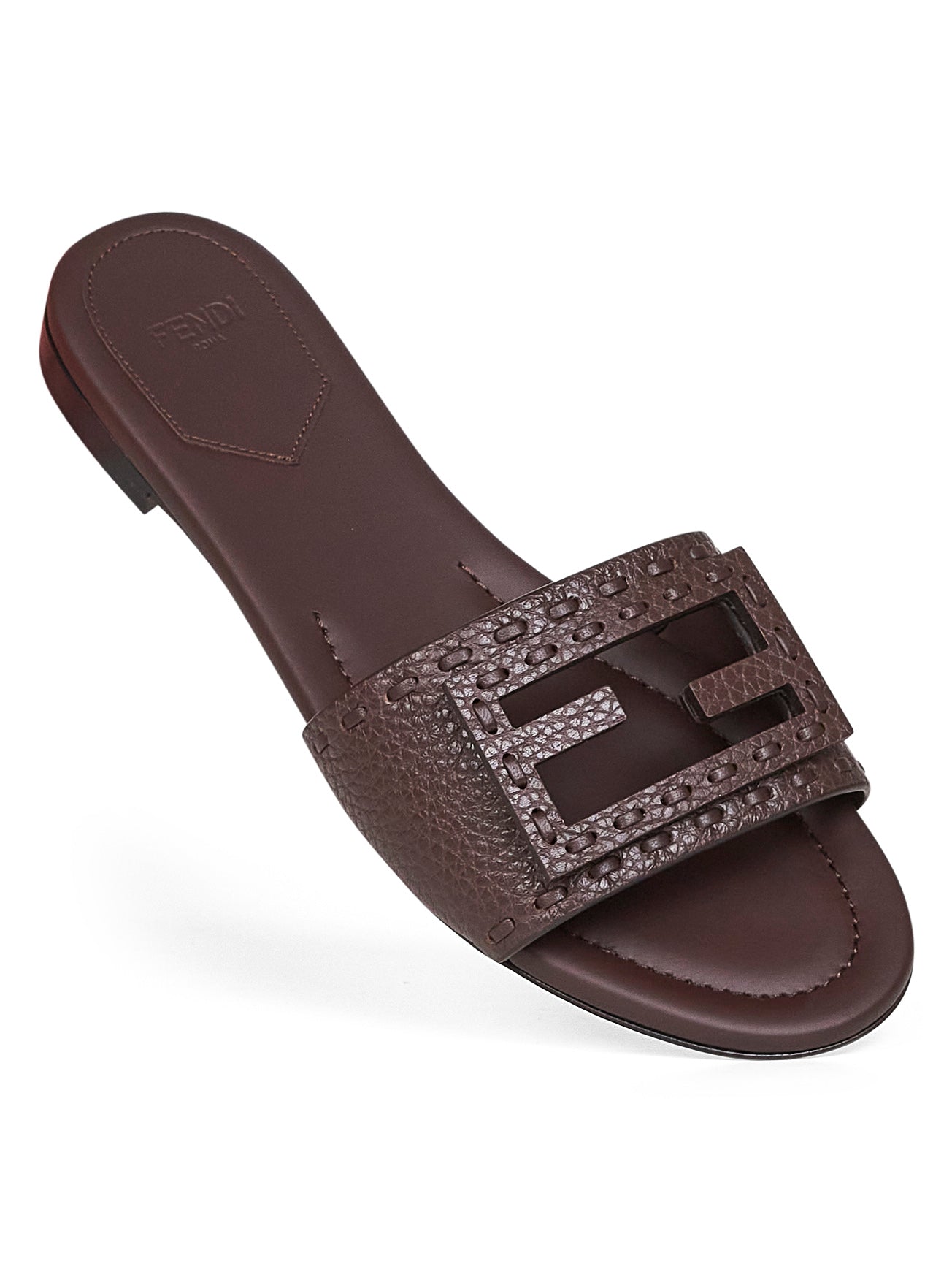 Brown leather Baguette slides
