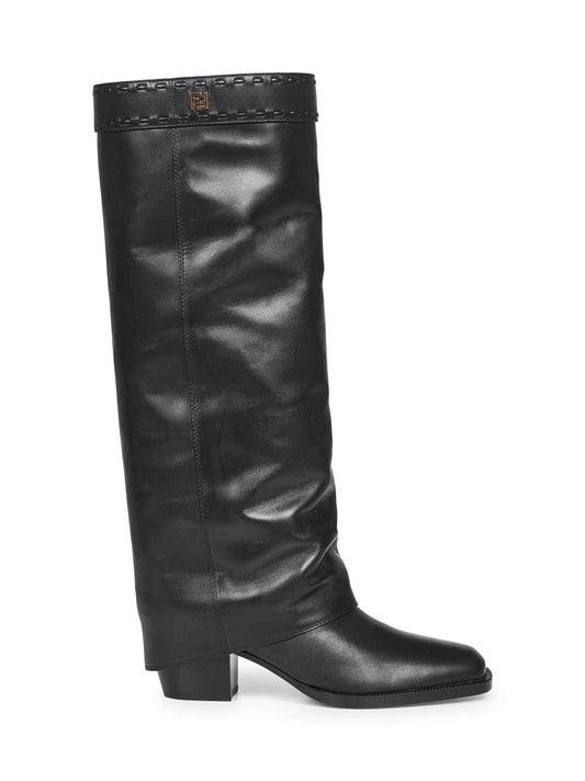 Black leather Fendi Show boots