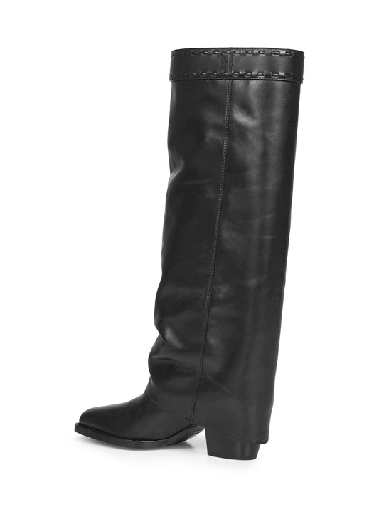 Black leather Fendi Show boots