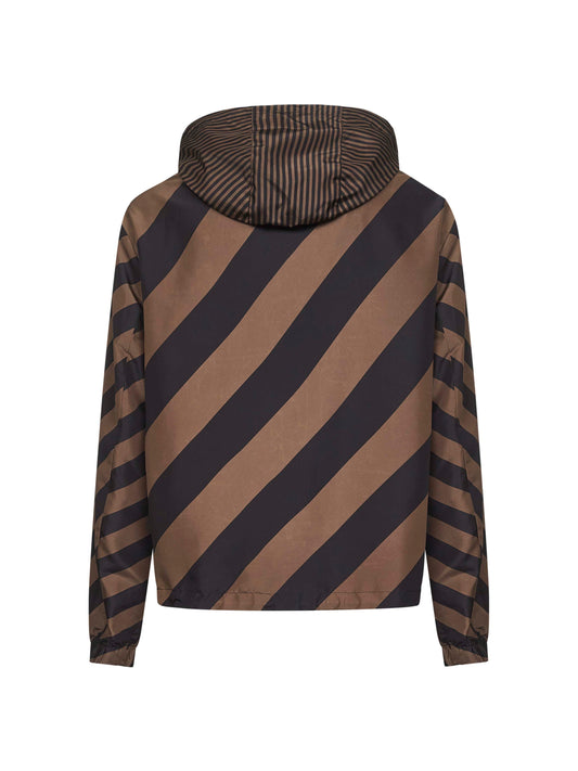 Giacca a vento reversibile con cappuccio marrone