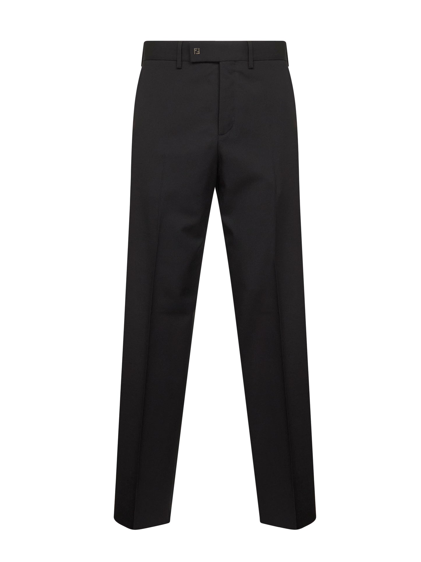 Black wool gabardine cigarette trousers
