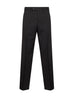 Black wool gabardine cigarette trousers