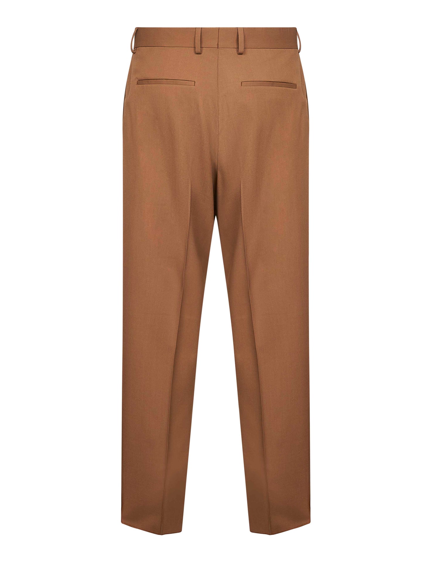 Tobacco wool gabardine cigarette trousers
