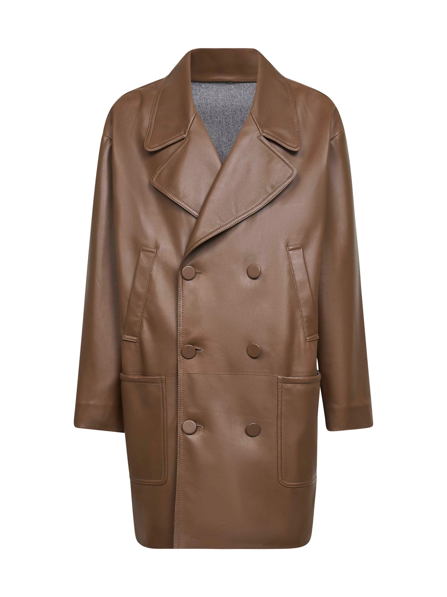 Caban over in nappa plongé marrone