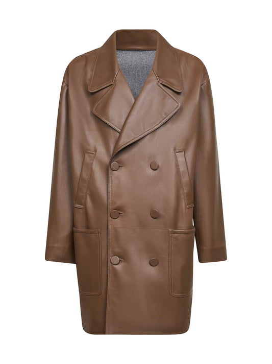 Caban over in nappa plongé marrone