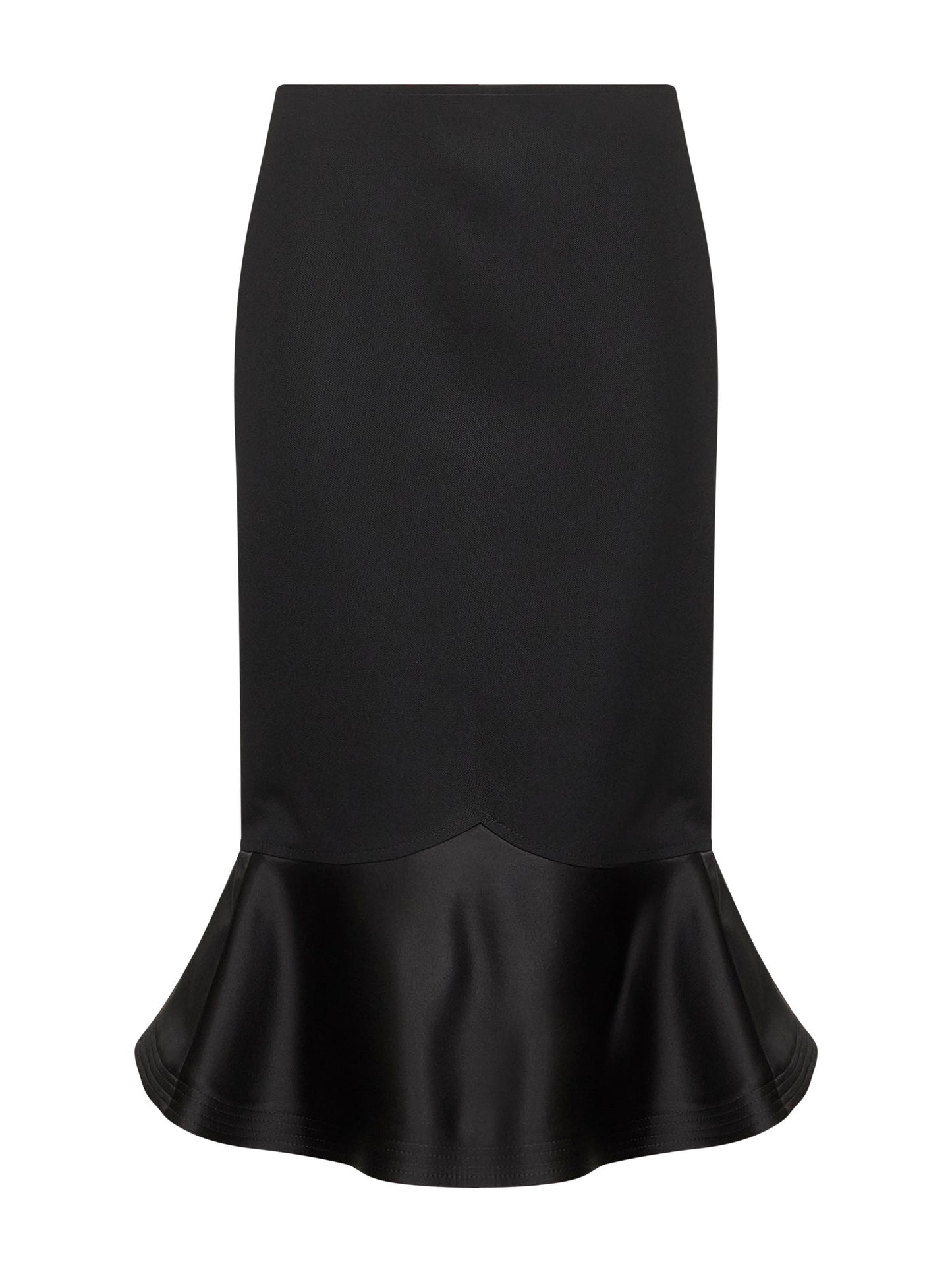 Black Grain de Poudre wool midi skirt