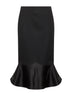 Black Grain de Poudre wool midi skirt