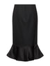 Black Grain de Poudre wool midi skirt