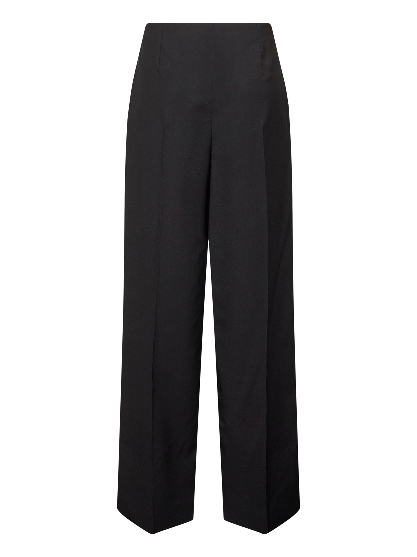 Black wool and mohair wide-leg trousers