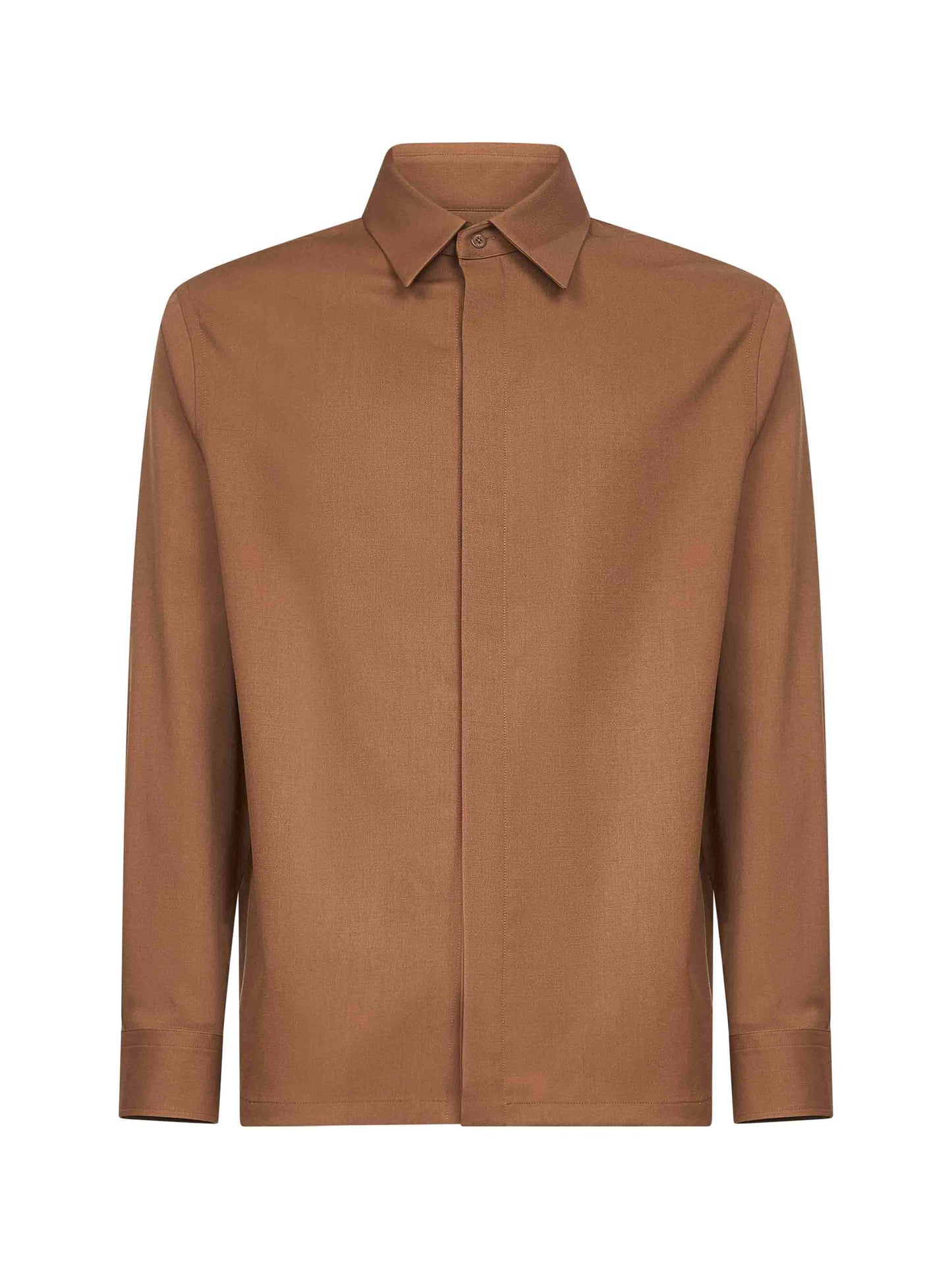 Brown wool gabardine shirt