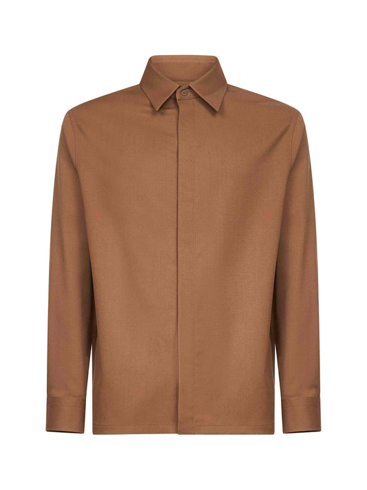 Brown wool gabardine shirt