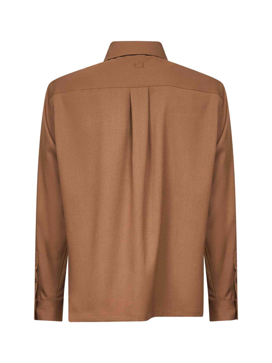 Brown wool gabardine shirt