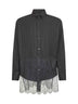 Camicia in lana gessata e pizzo nero