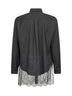 Camicia in lana gessata e pizzo nero