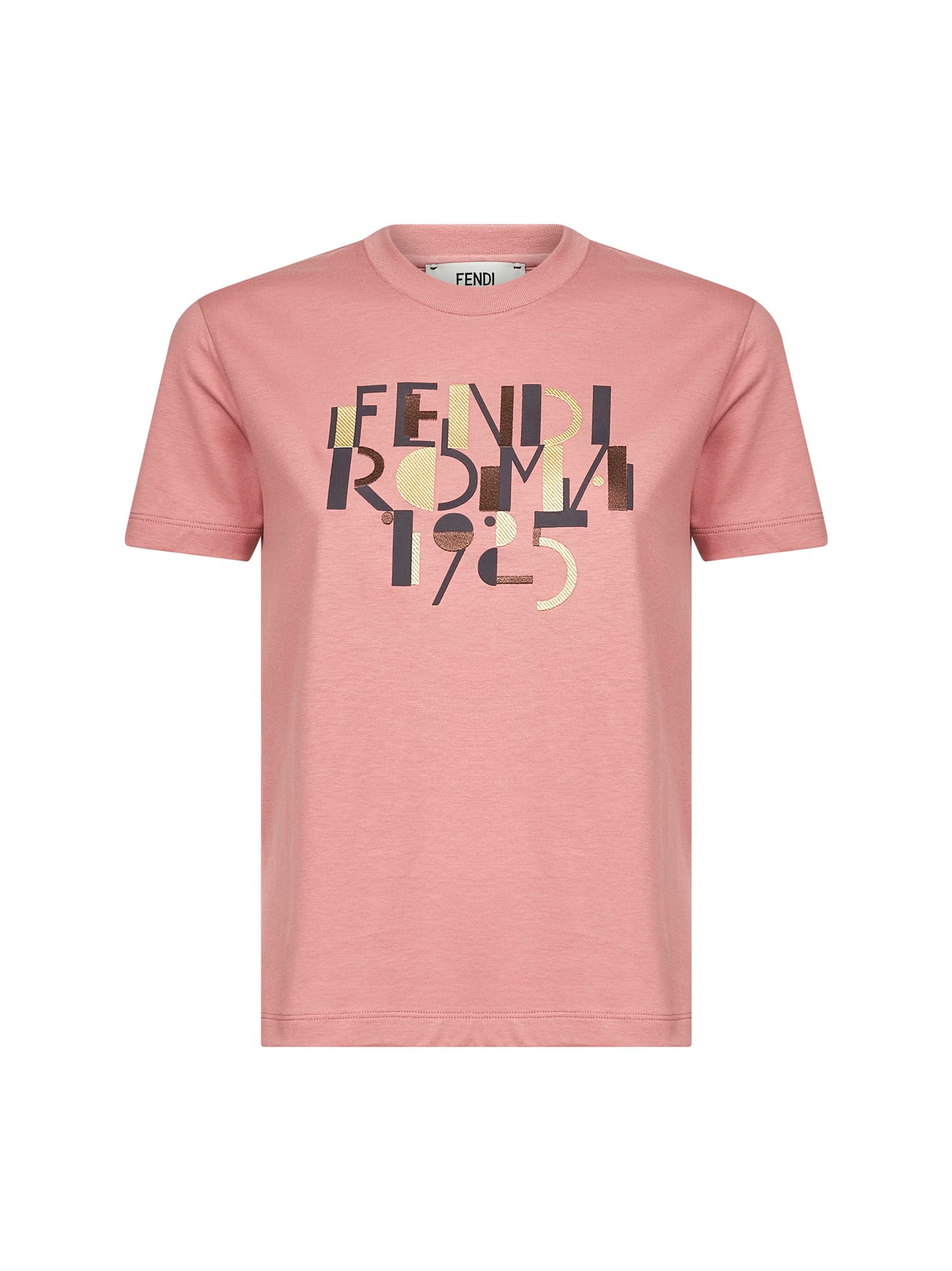 T-Shirt rosa stampa Fendi Roma 1925