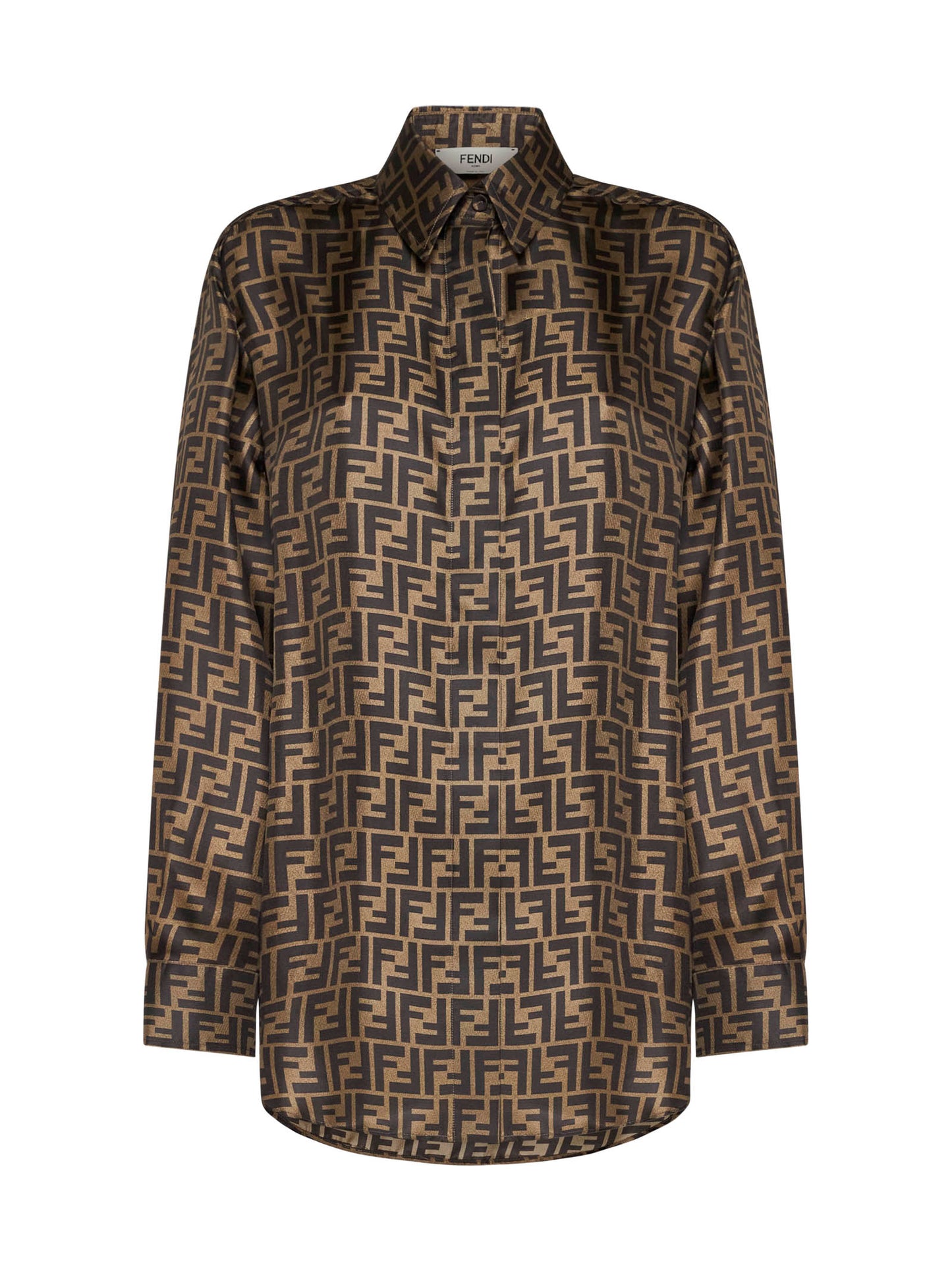 Camicia in seta FF marrone