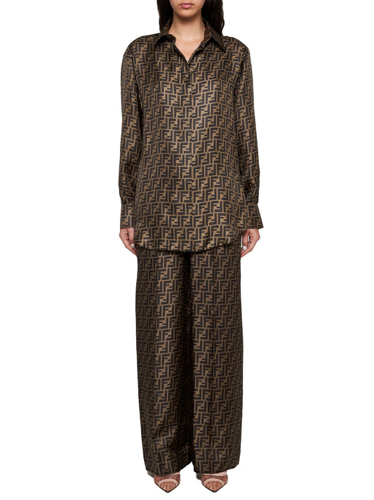 Camicia in seta FF marrone