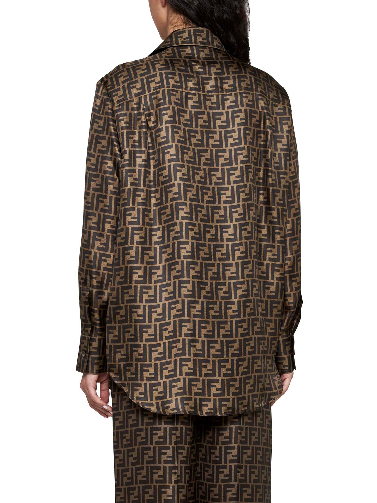 Camicia in seta FF marrone