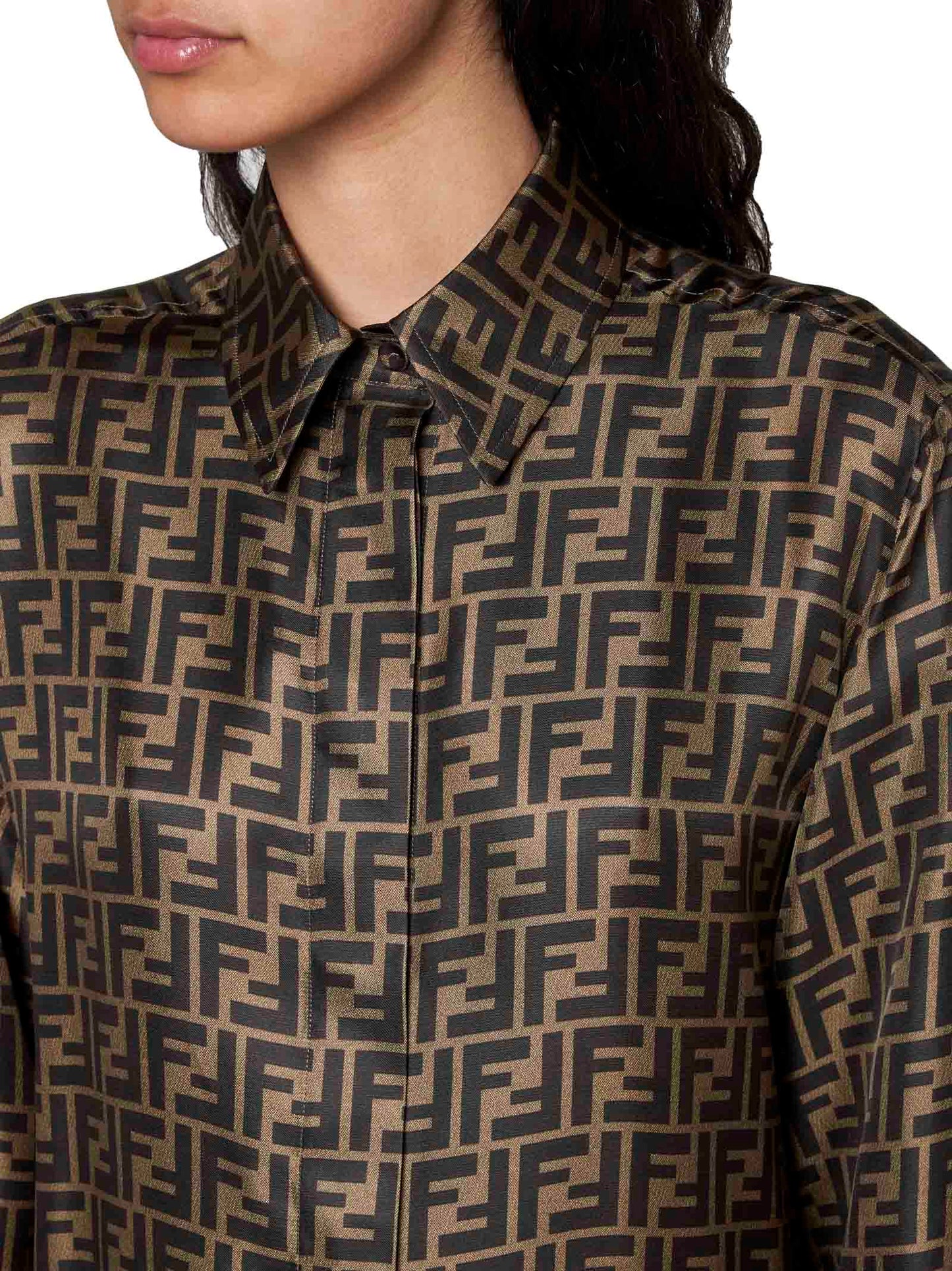 Camicia in seta FF marrone