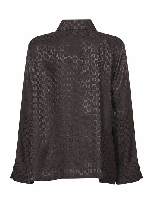 Brown FF jacquard silk shirt