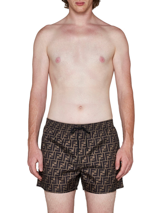 Brown nylon Fendi shorts