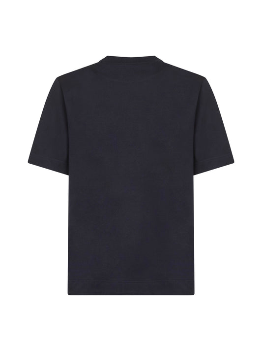 T-Shirt in cotone blu con stampa Fendi Roma 1925