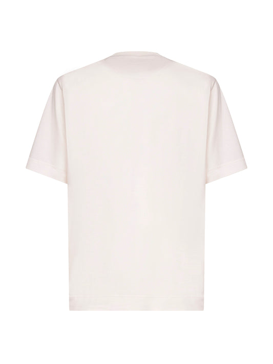T-Shirt in cotone avorio con stampa Fendi Roma 1925