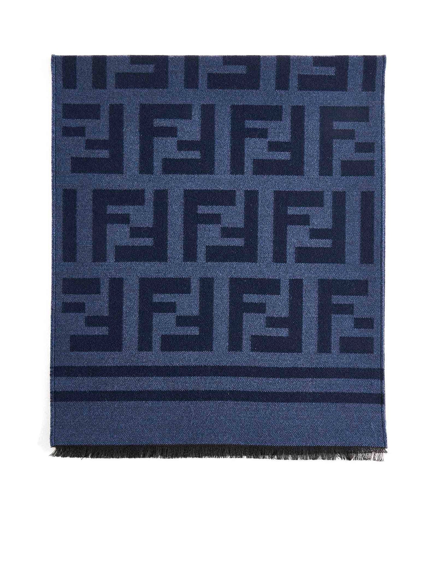 Fendi Blue Wool and Silk Scarf