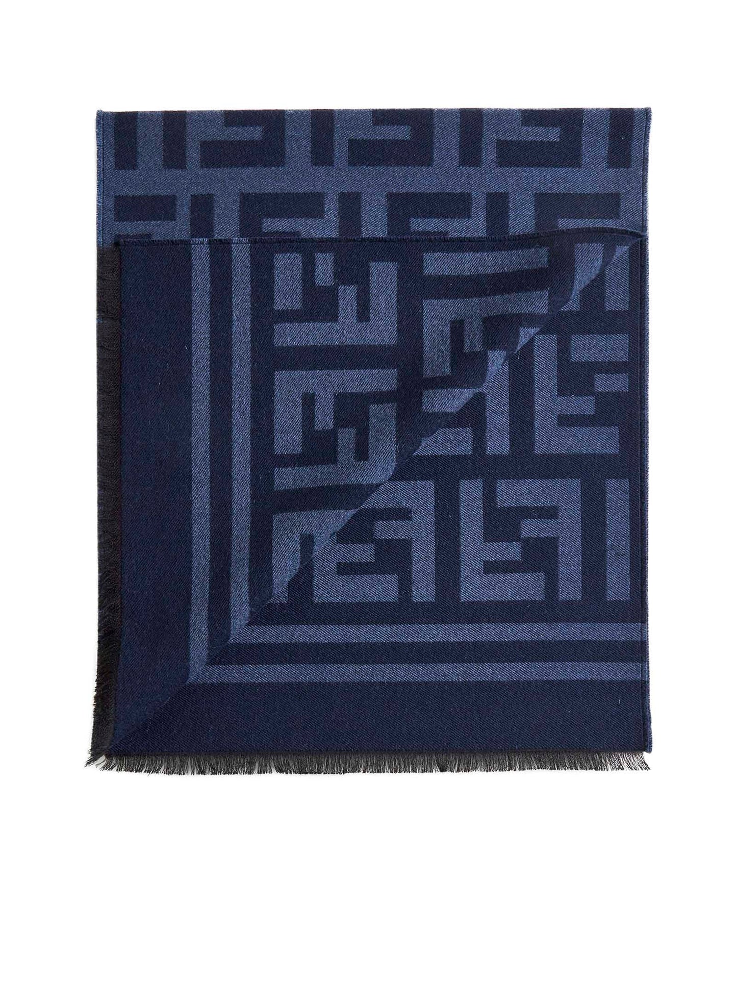 Fendi Blue Wool and Silk Scarf