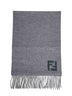 Grey and green two-tone wool and cashmere scarf
