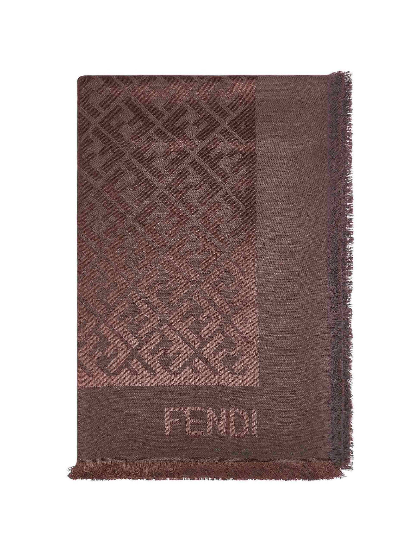 Brown silk and wool FF shawl