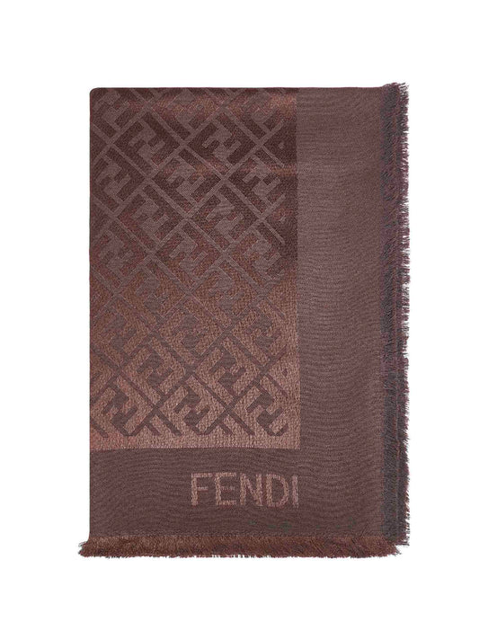 Brown silk and wool FF shawl