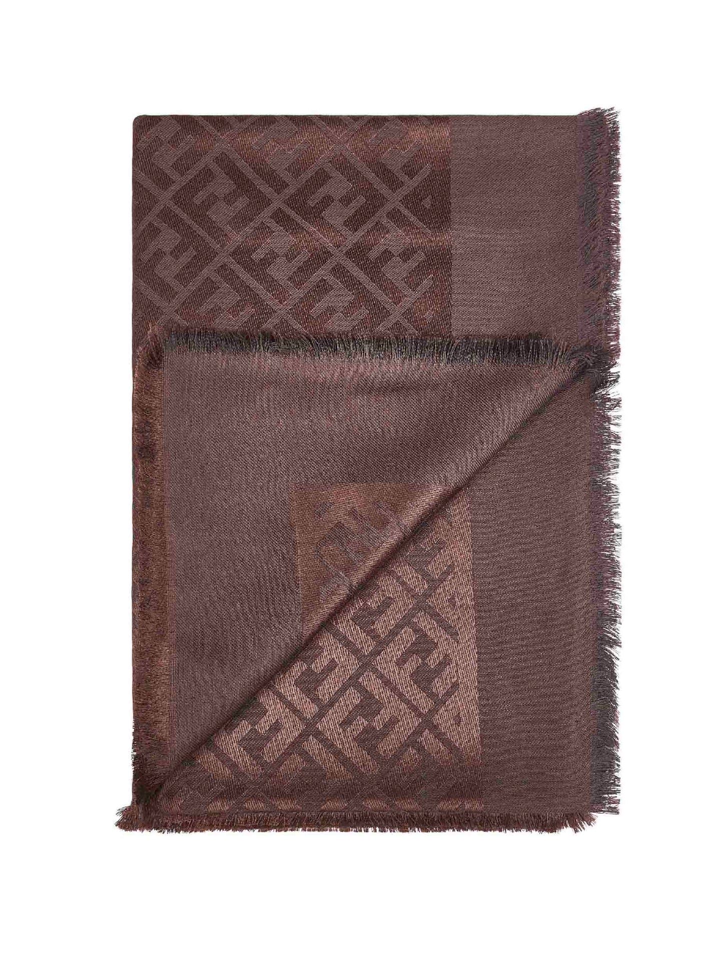 Brown silk and wool FF shawl