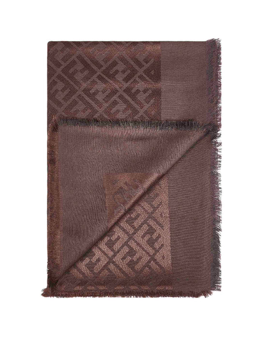 Brown silk and wool FF shawl