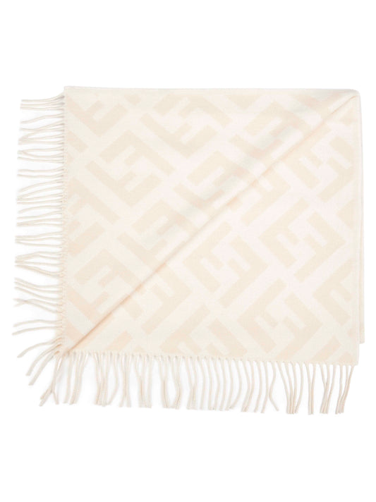 Beige cashmere FF scarf