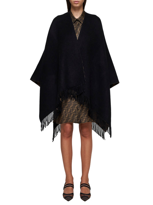 Poncho in cashmere e lana multicolor FF