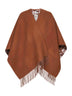 Poncho reversibile in lana e cashmere cammello