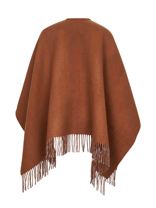 Poncho reversibile in lana e cashmere cammello